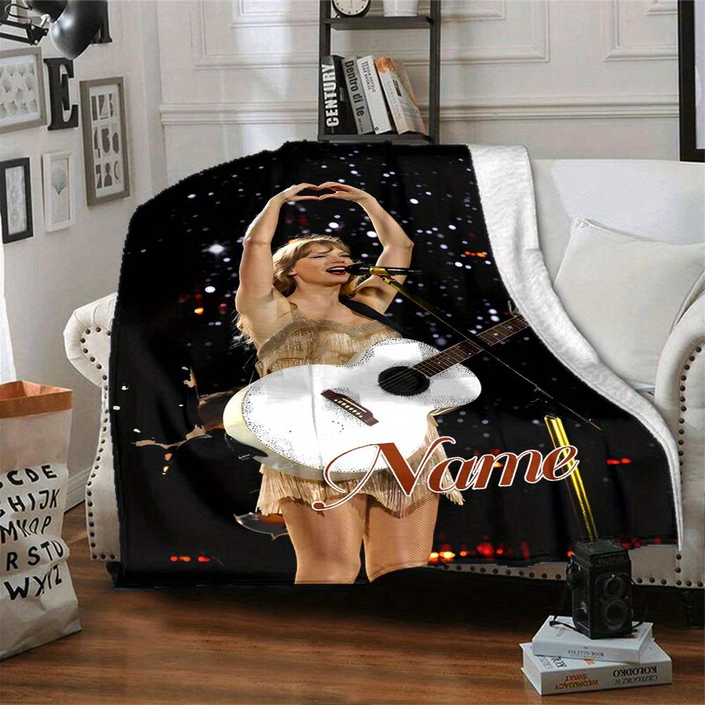 Taylor Swift Heart Gesture Concert Scene Flannel Blanket Soft And Cozy Customizable Name Perfect For All Seasons Sofa Bed Or Outdoors Personalized