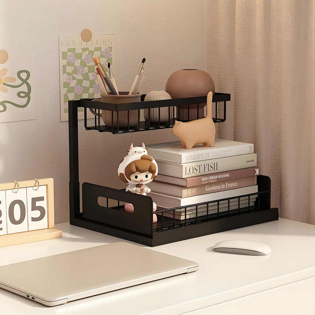 1/2 Pieces Double-layer Kitchen Sink Storage Rack, Sliding Pull-out Cabinet Finishing Rack, Metal Drawer