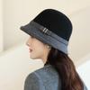 In The Elderly Autumn and Winter Bucket Hat Female British Style Top Hat Warm Woolen Bucket Hat Fashion Basin Hat