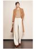 Women's Soft White Wool Acetate Wide-Leg Pants for Autumn/Winter 2025