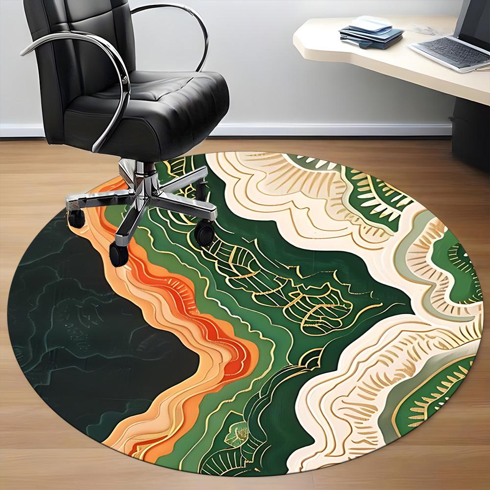 1pc Abstract Patterns Office Round Area Rug,  Mat Suitable For Office, Under Office Chairs Bedroom Living Room Home Decor, Room Deco