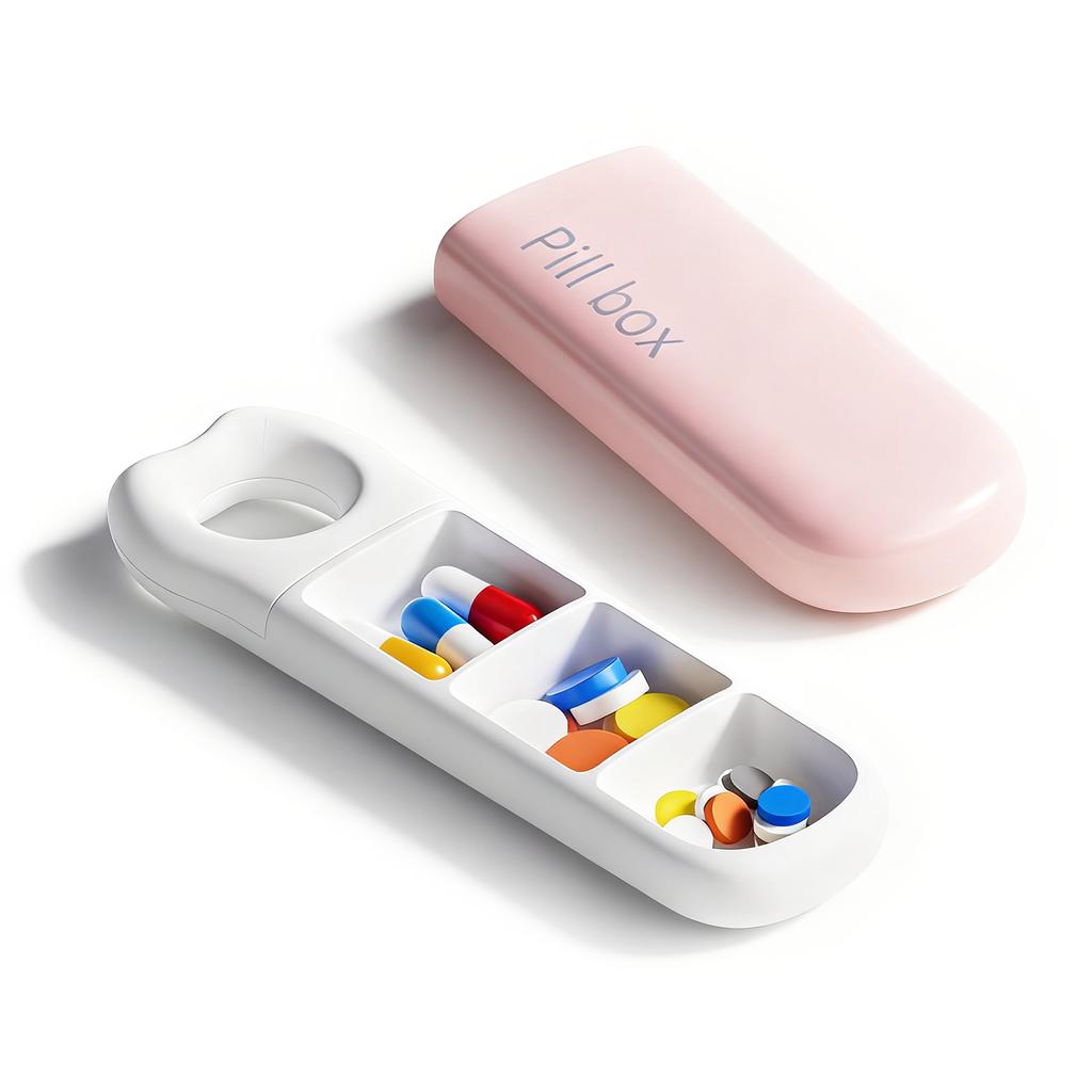 3 Compartment Portable Pill Box Mini Travel Medicine Organizer With Sealed Cover for Vitamin Daily Medication Storage
