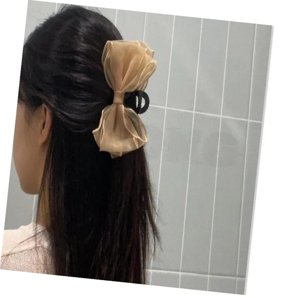 Chiffon oversized ribbon hair clip beige ribbon clip oversized clip oversized ribbon clip