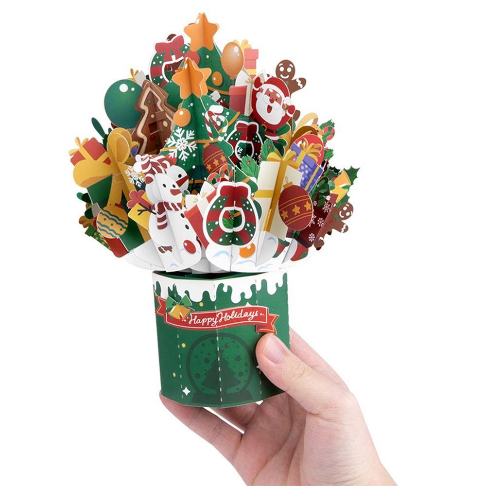 Kreativ Flerfärgad Jul 3D Hälsningskort Pappersprydnader God Jul Postkort Hantverk Pop Up Lyckönskningskort Festival
