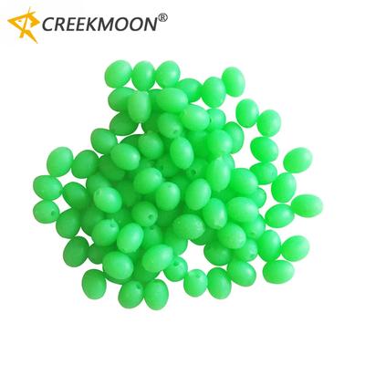 200pcs/lot Green Luminous Beads Green Large Soft Rubber Oval Fishing Space Beans Round Float Sea Fishing Tackle Lure Accessories