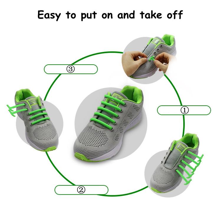 16Pcs Round Silicone Shoelaces without ties No Tie Shoe laces Elastic Laces Sneakers Kids Adult Rubber Quick Shoelace for Shoes