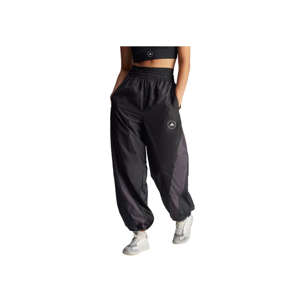 Adidas Stella McCartney Samarbeid FW24 Merkevarelogo Mote Sidelomme Løse Trenings Retro Sports Strikkebukser Damebukser Svart JF6332