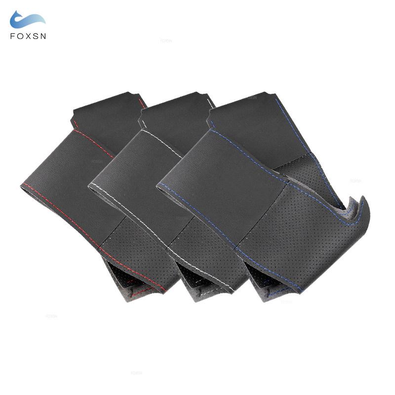 Husă din piele moale perforată pentru VW Golf Plus Jetta Tiguan Passat B7 CC Touran Caravelle, cusut manual, ornament pentru capacul volanului