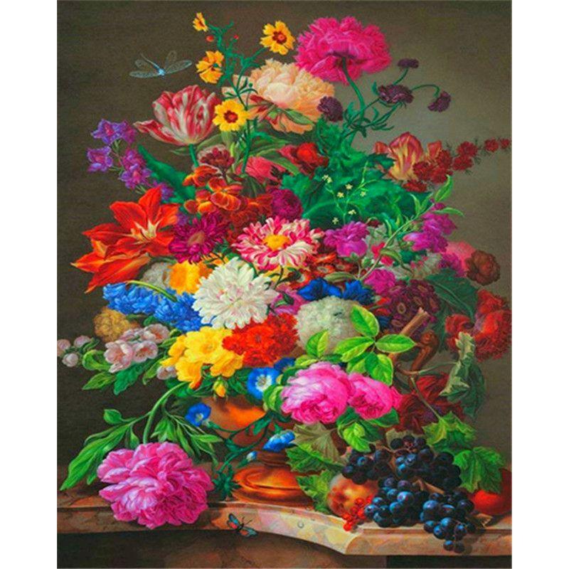 CHENISTORYNO Flower Picture Diy Painting By Numbers Kits Acrylic Canvas Painting Drawing Coloring By Numbers For Adults Diy Gift