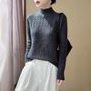 Autumn/Winter Women's Pure Wool Half High Neck Cable Knit Loose Sweater