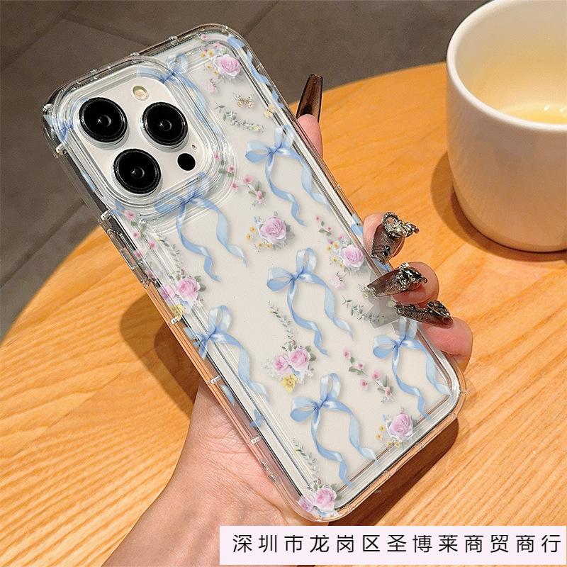 Transparent Bow Is Suitable for Apple 15promax Mobile Phone Case Iphone13/12pro Anti-drop 16/14/11