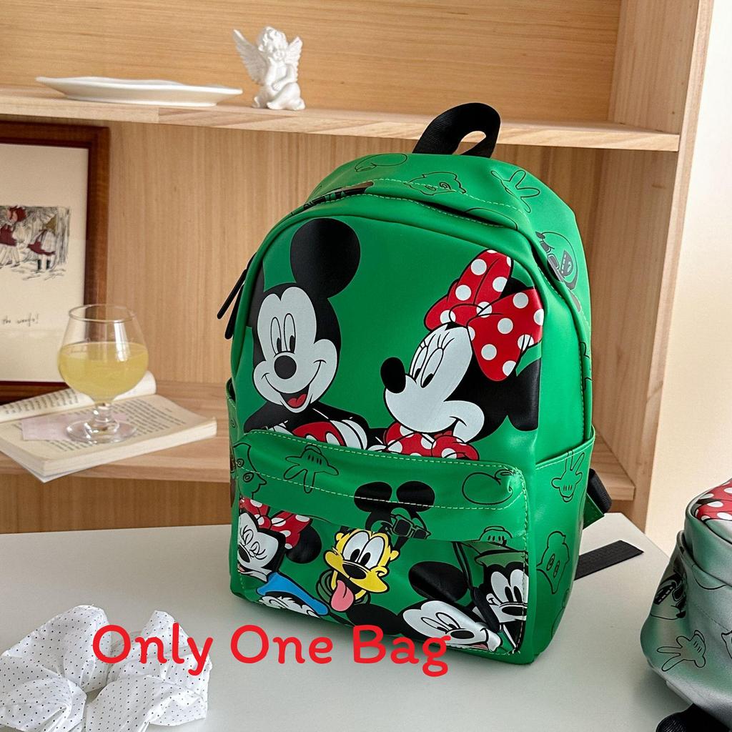 Mickey Mouse Kids Backpack Cartoon Print Breathable Pu Kindergarten School Bag For Children