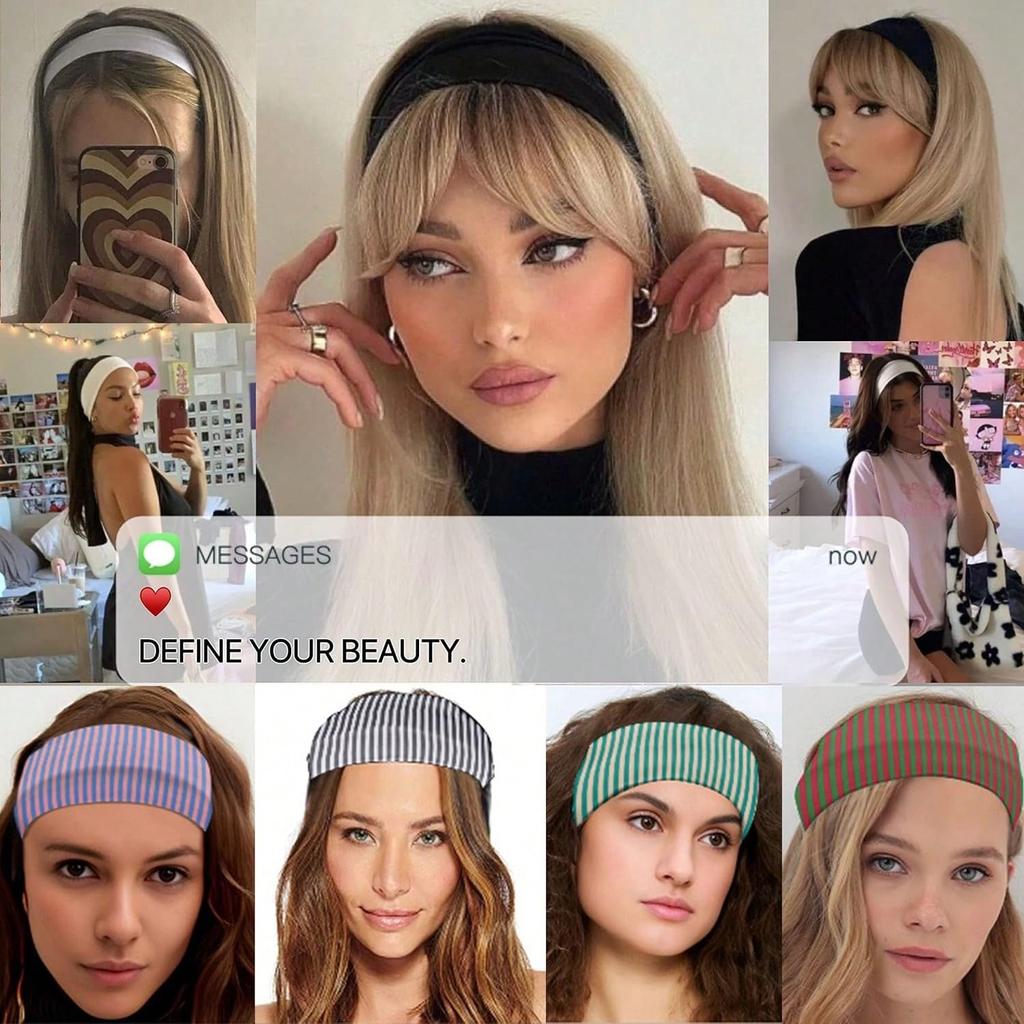 Striped Headbands, Non-Slip Elastic Fashion Headwraps For Women, Suitable For Fitness, Yoga, Running, Casual Polyester Headbands For All Seasons