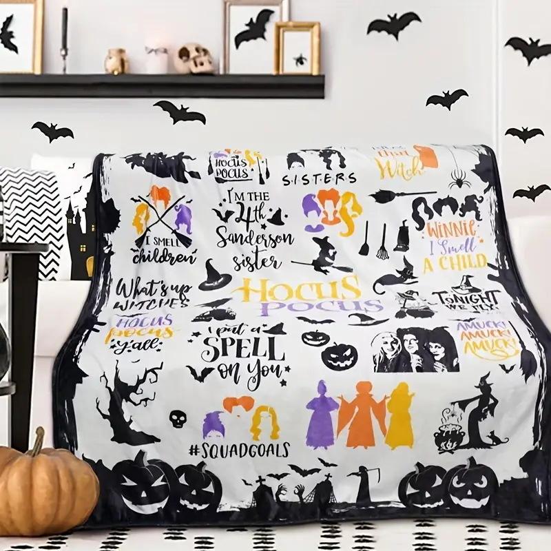Flannel Fleece Blanket Cover Flannel New 2024 Halloween Bed Sheet Blanket Home Sofa