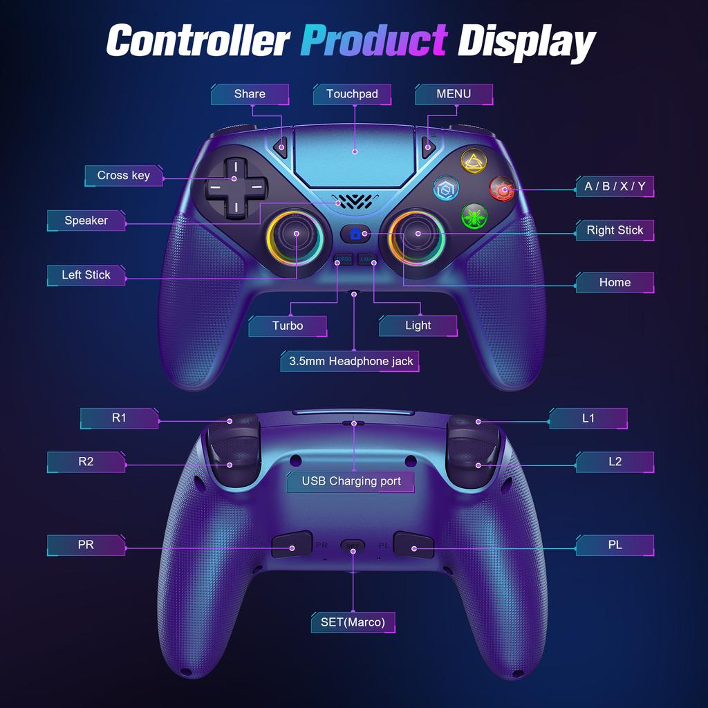 Bluetooth Wireless Gamepad for Playstation 5 Controller PS5 Console Gaming Controller with Turbo Dual Sense Vibrate Programming