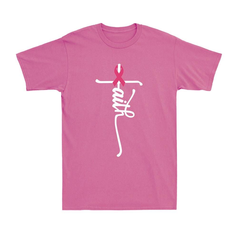 Pink Ribbon Faith Breast Cancer Awareness Christian Religious Novelty T-Shirt S