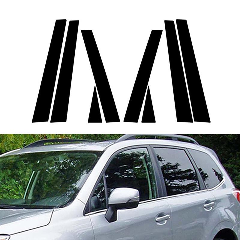 8pcs Black Door Trim Cover Stickers Pillar Posts for Subaru Forester 2009 2010 2011 2012 Car Window Decoration Auto Styling