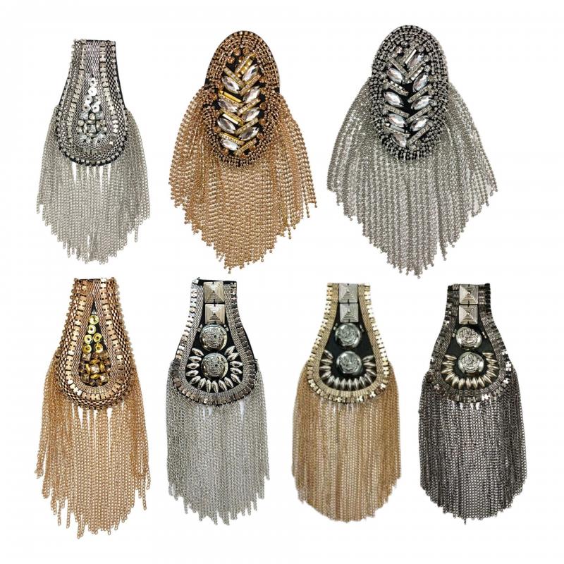1PC/2PCS Fashion Handmade Shoulder Jewelry Tassel Rhinestones Epaulettes Cloth Accessories Brooch Epaulet Shoulder Brooches Gift