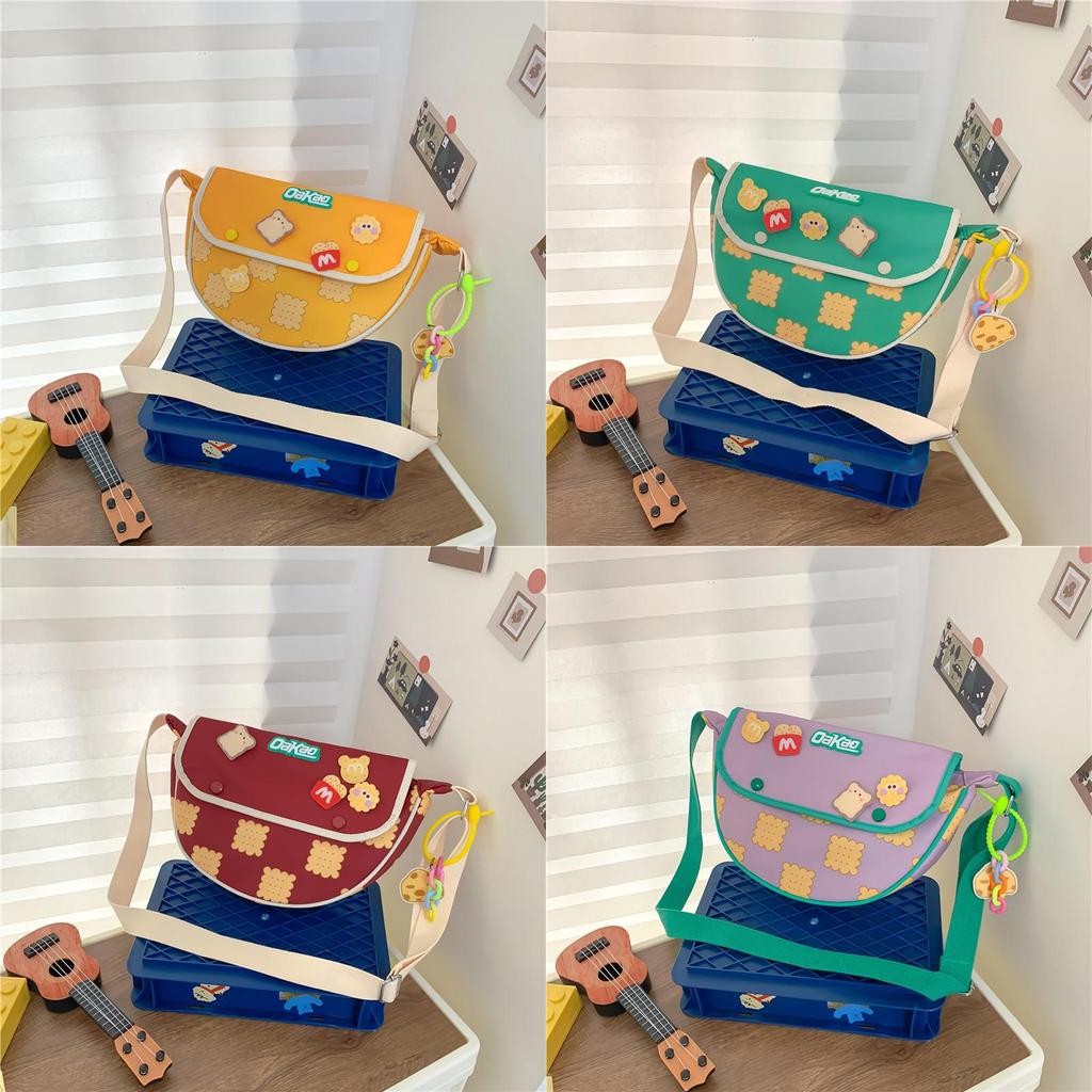 Cute Japanese Canvas Crossbody Bag With Printed Design For Daily Use