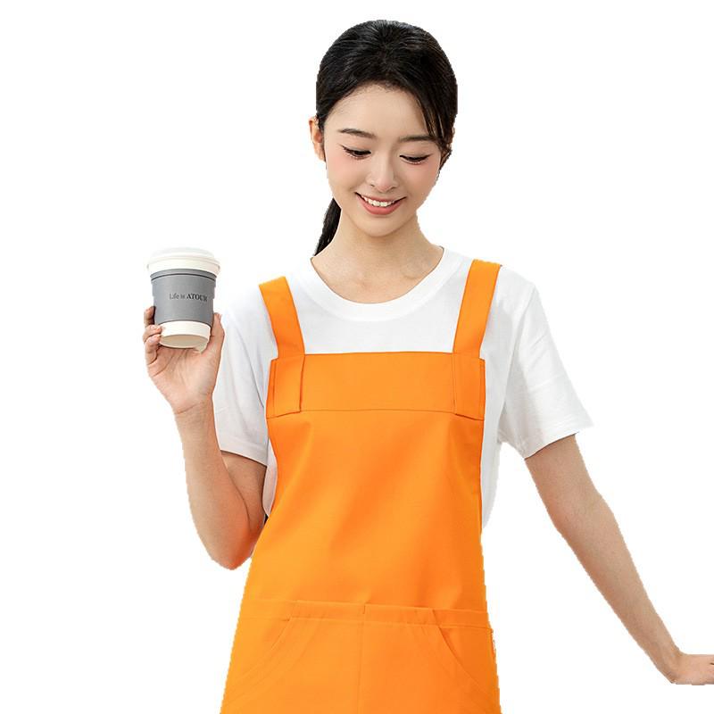 Waterproof Oxford Cloth Apron with Wear-Resistant Shoulder Strap for Milk Tea Shops, Baking, and Hot Pot Restaurants - Custom LOGO Printing Available