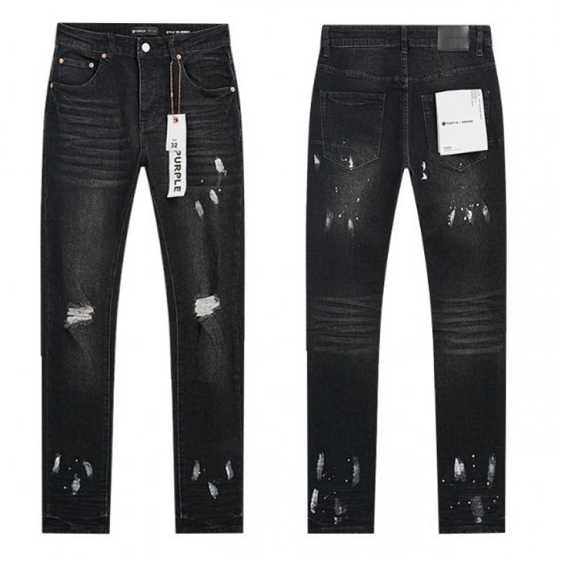 Jeans da uomo in denim lavato distressed a vita alta con dettagli strappati, vestibilità leggermente svasata