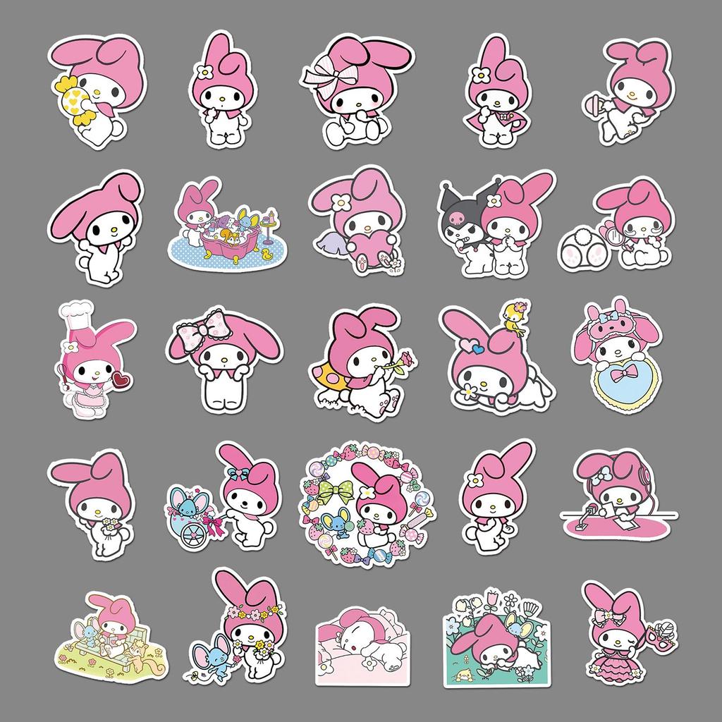 50PCS Cute My Melody Cartoon Stickers for Water Bottles, Notebooks & Luggage