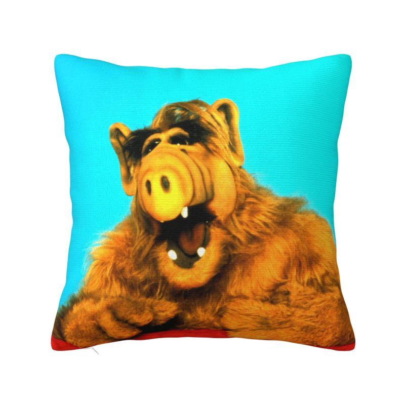 Alien Life Form ALF Meme Collage Cushion Cover Xcm Sci Fi TV Show Soft Luxury Pillow for Sofa Home Decor