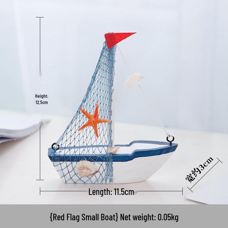Solid Wood Sailboat Ornaments: Mediterranean Table Decorations & Creative Photography Props