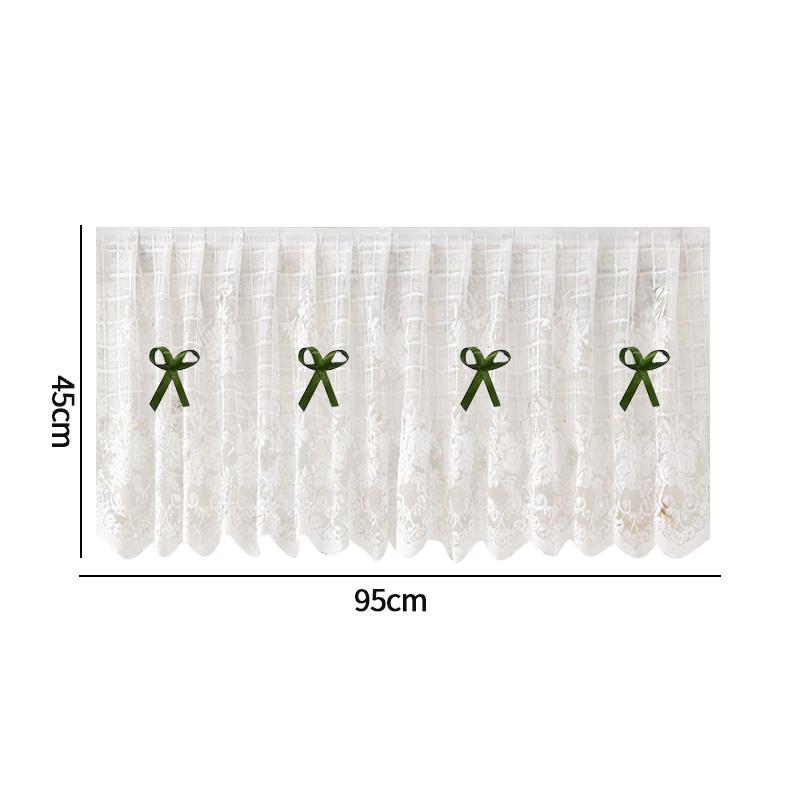 White Lace Half Curtain Cute Cherry Design Window Door Short Curtain Cabinet Wardrobe Furniture Dust-proof Curtain Sheer Voile