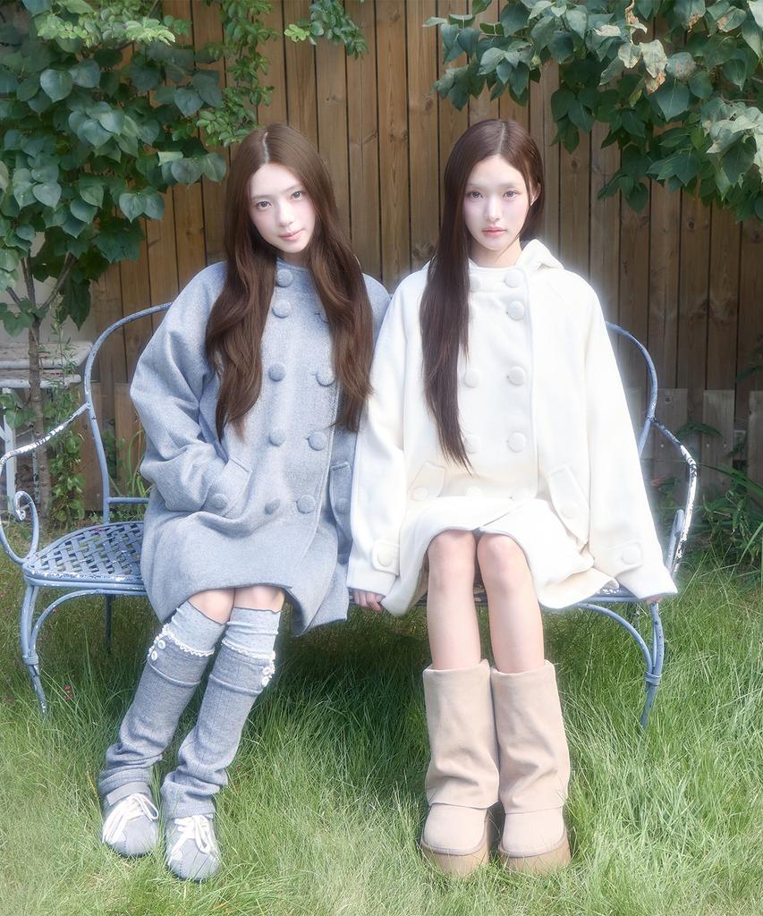 ILLIGO Cozy Hoodie Button Coat Grey