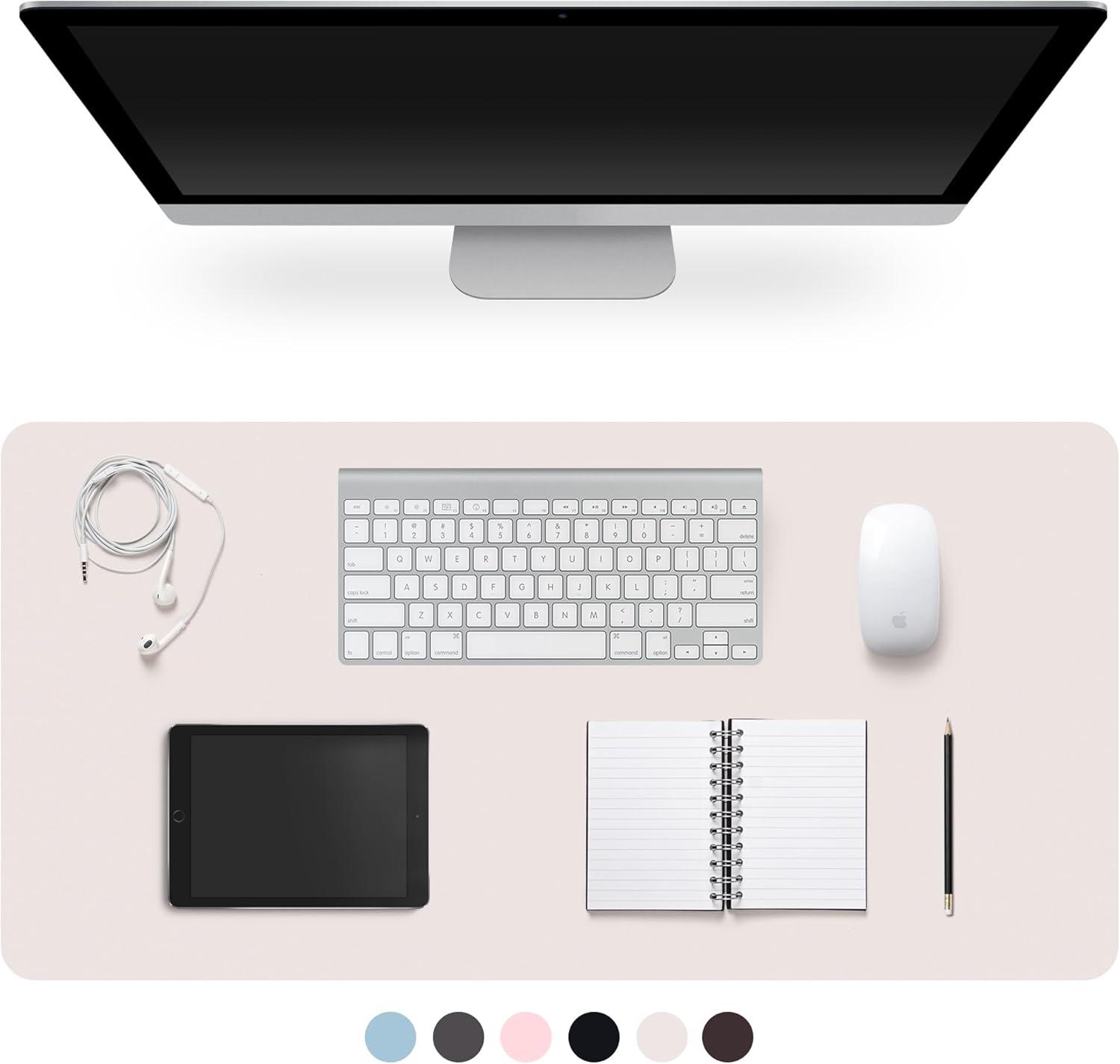 Off-White PU-leer antislip tafelmat grote muismat schrijftafel gemakkelijk schoon te maken kantoor thuis desktop beschermmat 120x40cm
