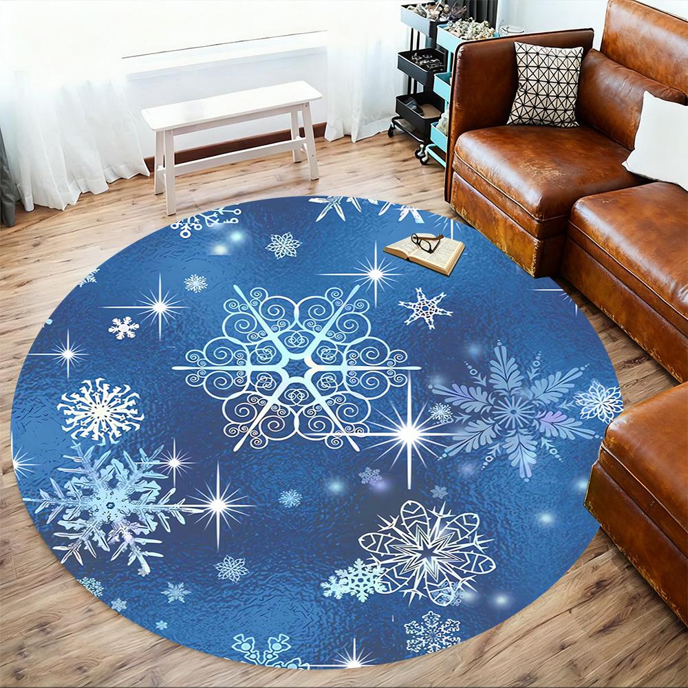 1pc snowflake winter Round Chair mat Area Rug - Non-Slip, Floor Mat for Office, Bedroom, and Indoor Decor c1118027