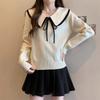 Loose top women's large size new foreign style college style age-reducing sweater doll collar versatile