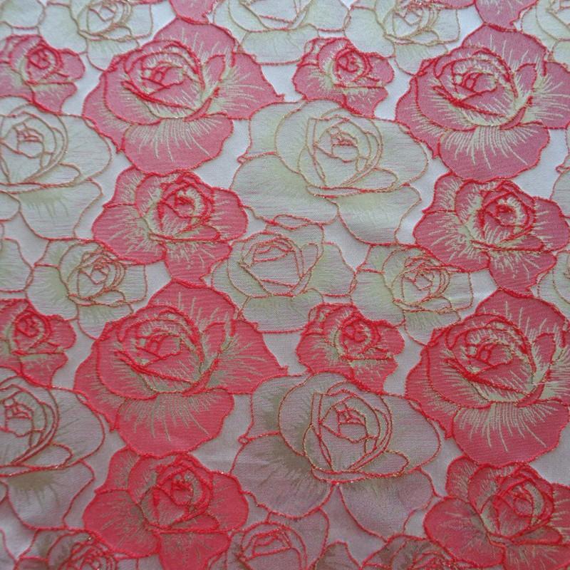 Big Rose Jacquard Brocade Fabric European Style Satin Brocade Cloth DIY Coat Bag for Apparel Project Clothing Supplies