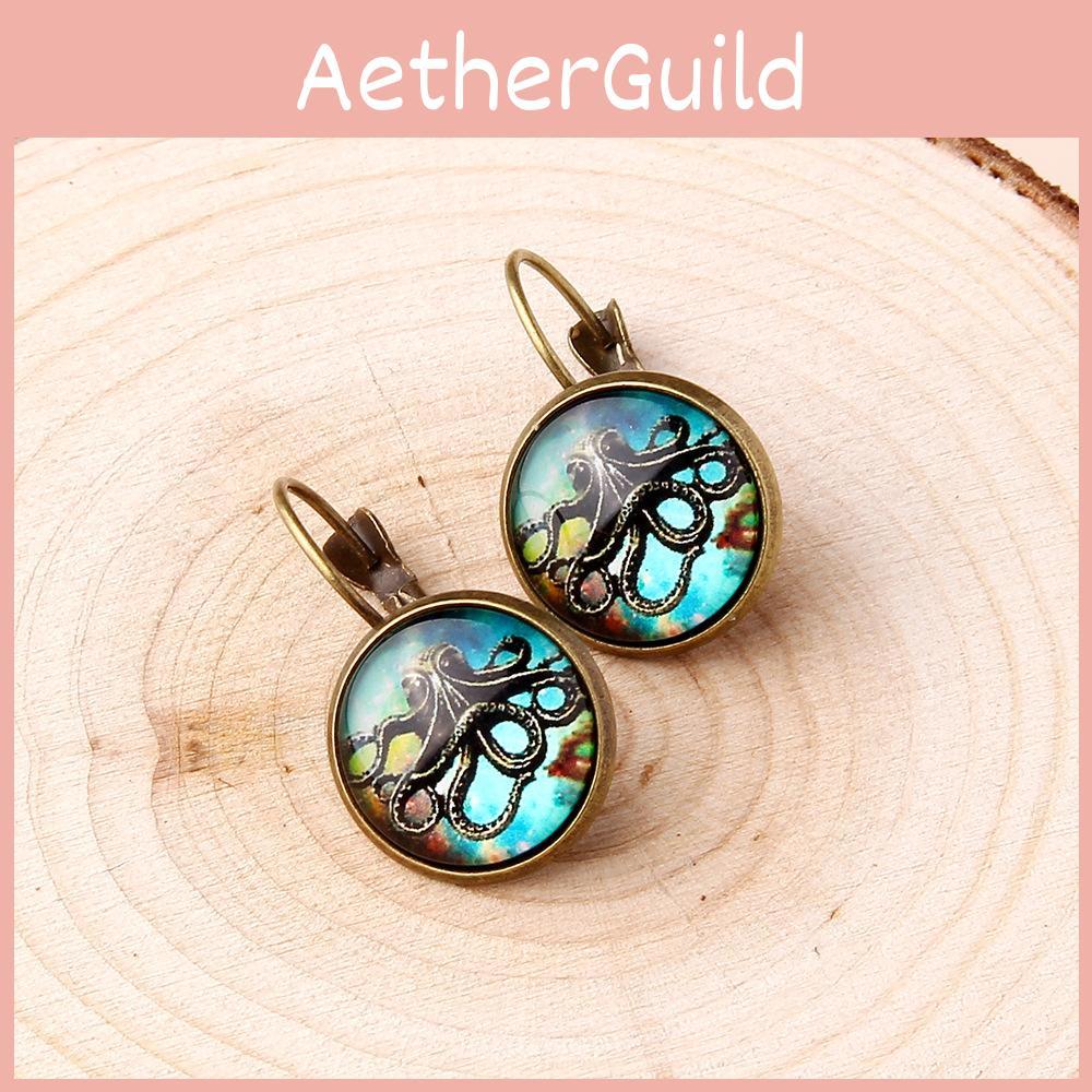 Ocean Resin Octopus Earrings With Gold Plating For Women Birthdays And Holidays