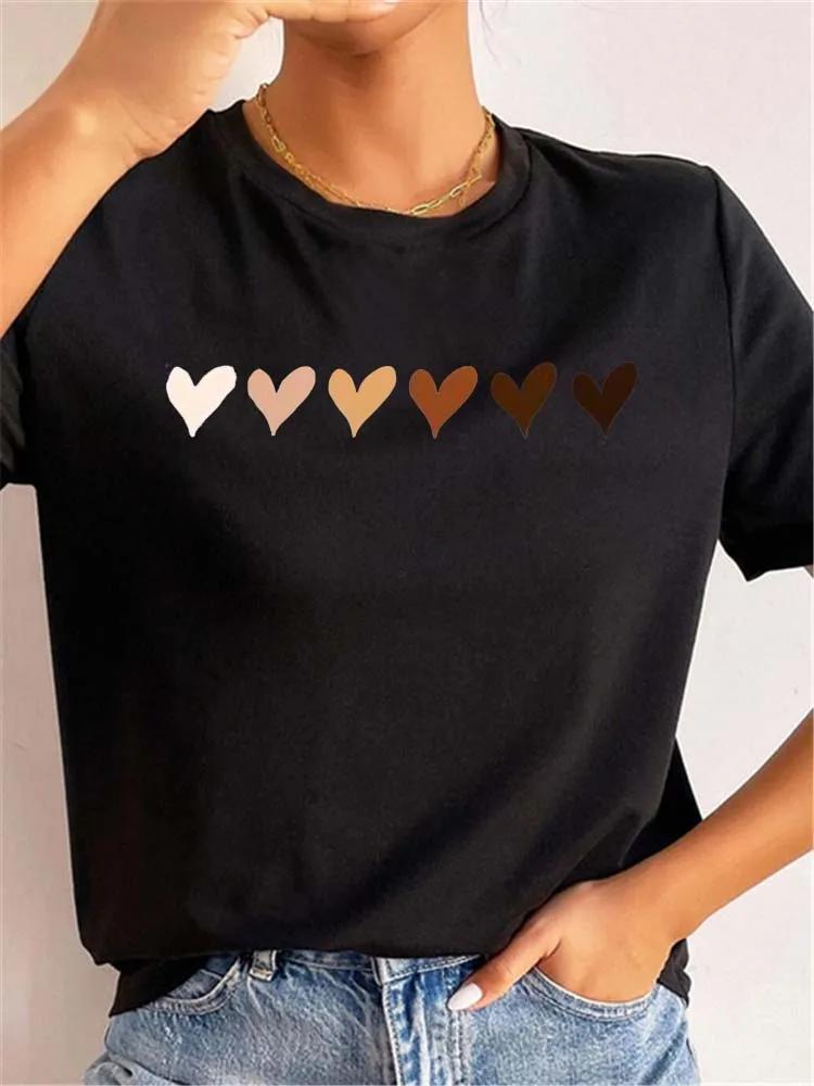 Heart Print Unisex Tshirts Casual Harajuku Love Printed Tops Tee Summer Female T Shirt Short Sleeve T Shirt For Unisex Clothing