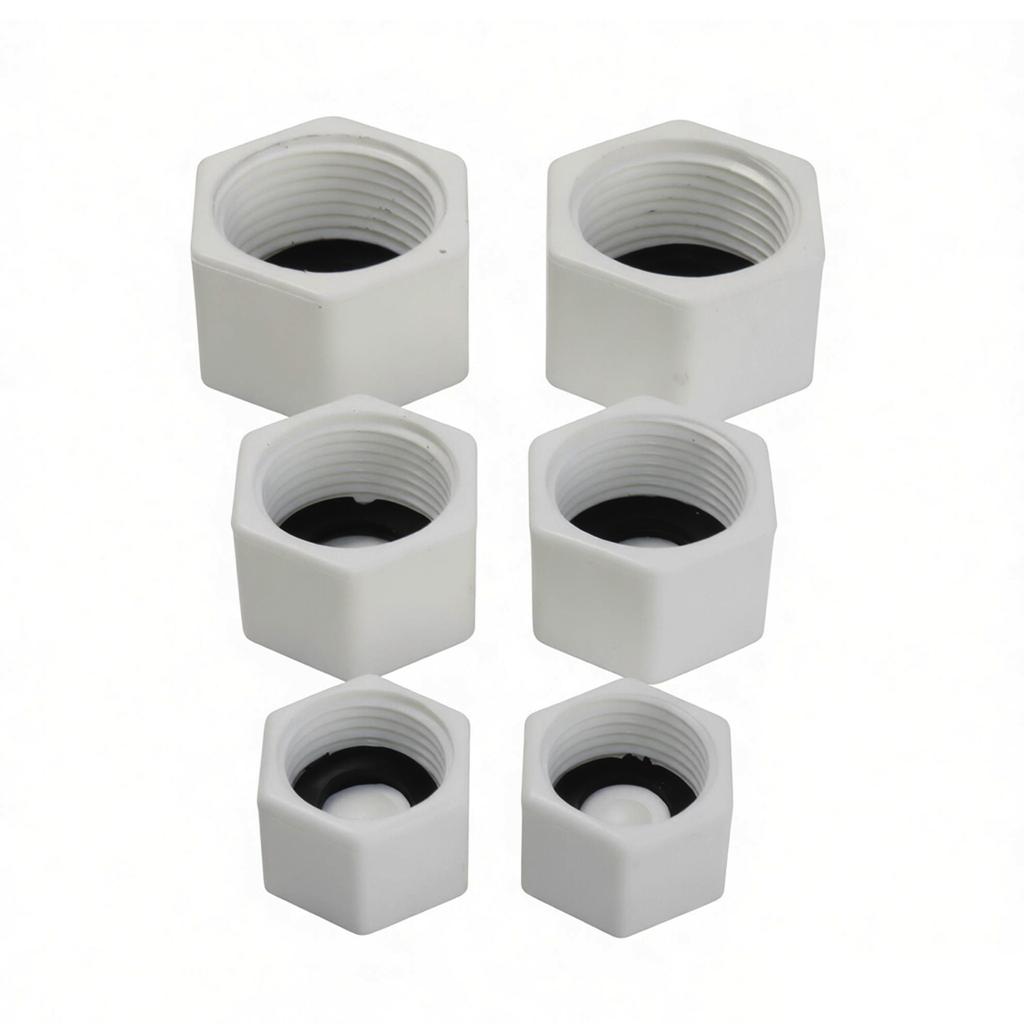 5Pc Plastic 1/2'' 3/4'' 1'' Female Thread End Plug Connector Plumbing Pipe Hexagon Shaped Blocked Caps PVC Tube Sealing Fittings