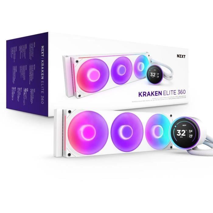 Watercooling - NZXT - RL-KR36E-W2 - Kraken Elite 360 RGB - 2.72" Screen, Customizable RGB Panel and RGB Fans - White