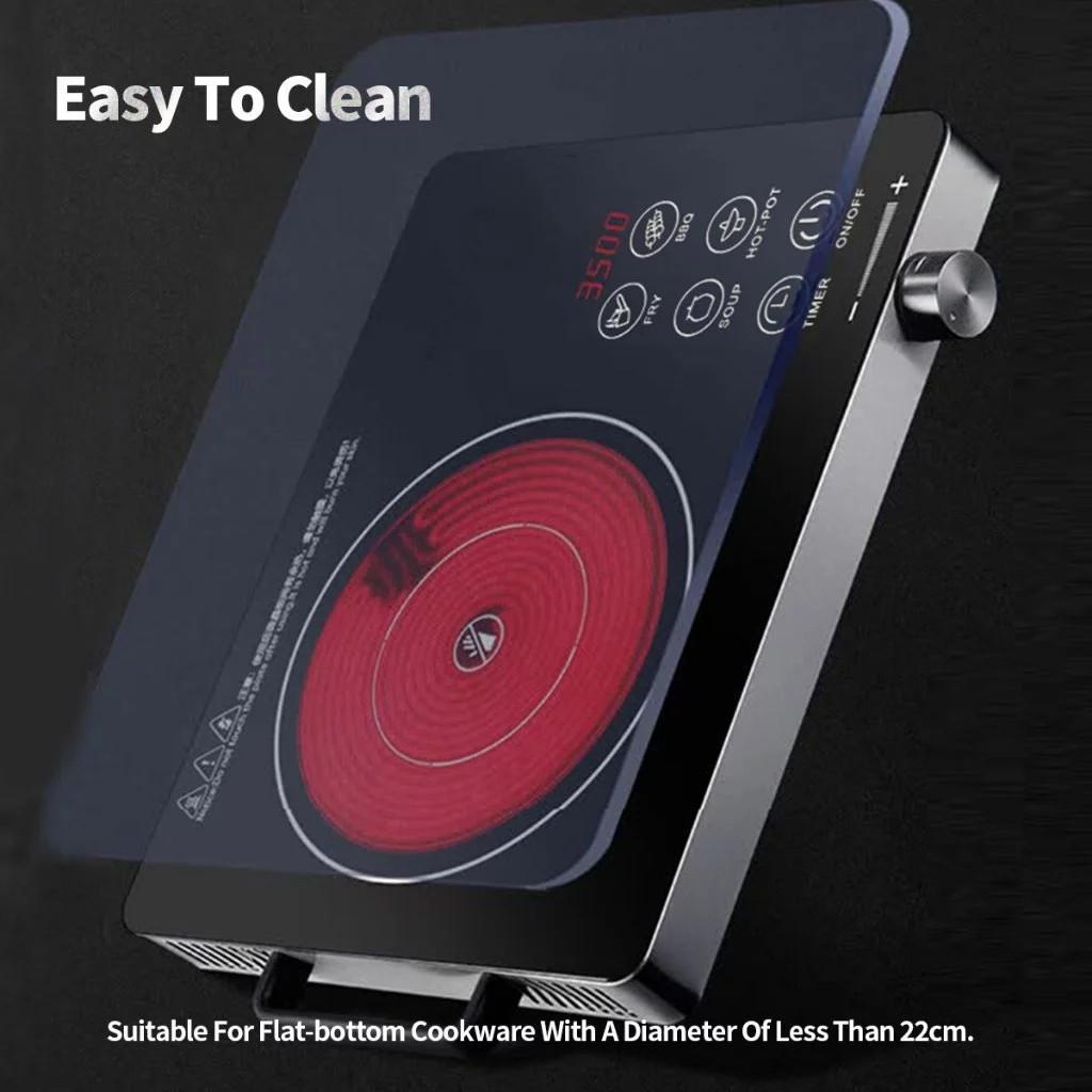 Electric Ceramic Hob 3500W Infrared Cooker Stovetop Smart Fire Boiler with Timer Touch Control Panel Heating Power Suitable for All Types of Cookware