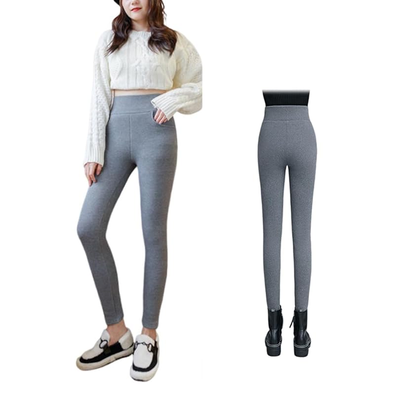

[DAYSLAB] brushed lining leggings Cold protection Heat retention Plain color stretch (gray, S)