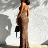 European and American style pure desire leopard print suspender fishtail skirt ins new Spice Girl halter hip long skirt suspender skirt even