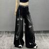 Übergröße Amerikanische Street Hip-Hop Weitbeinjeans für Damen - Nische Raw-Edge Patchwork Distressed Drapey Bodenlange Hose