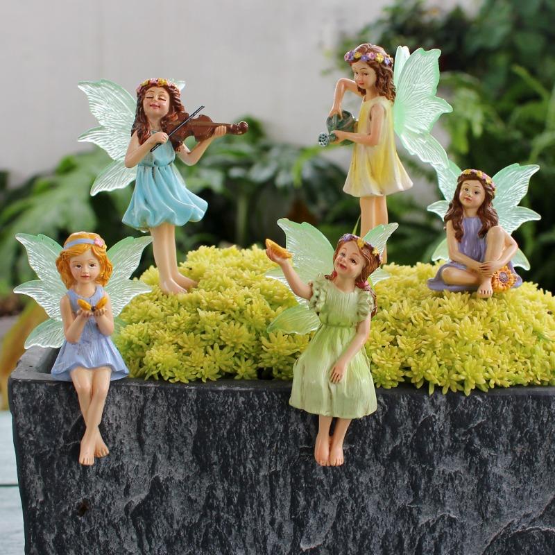 Luminous Butterfly Fairy Plugin Outdoor Garden Courtyard Miniature Fairy Statue Potted Decoration Landscape