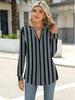 2026 Fall/Winter Women's V-neck Striped Plus Size Loose Long Sleeve Slimming Top