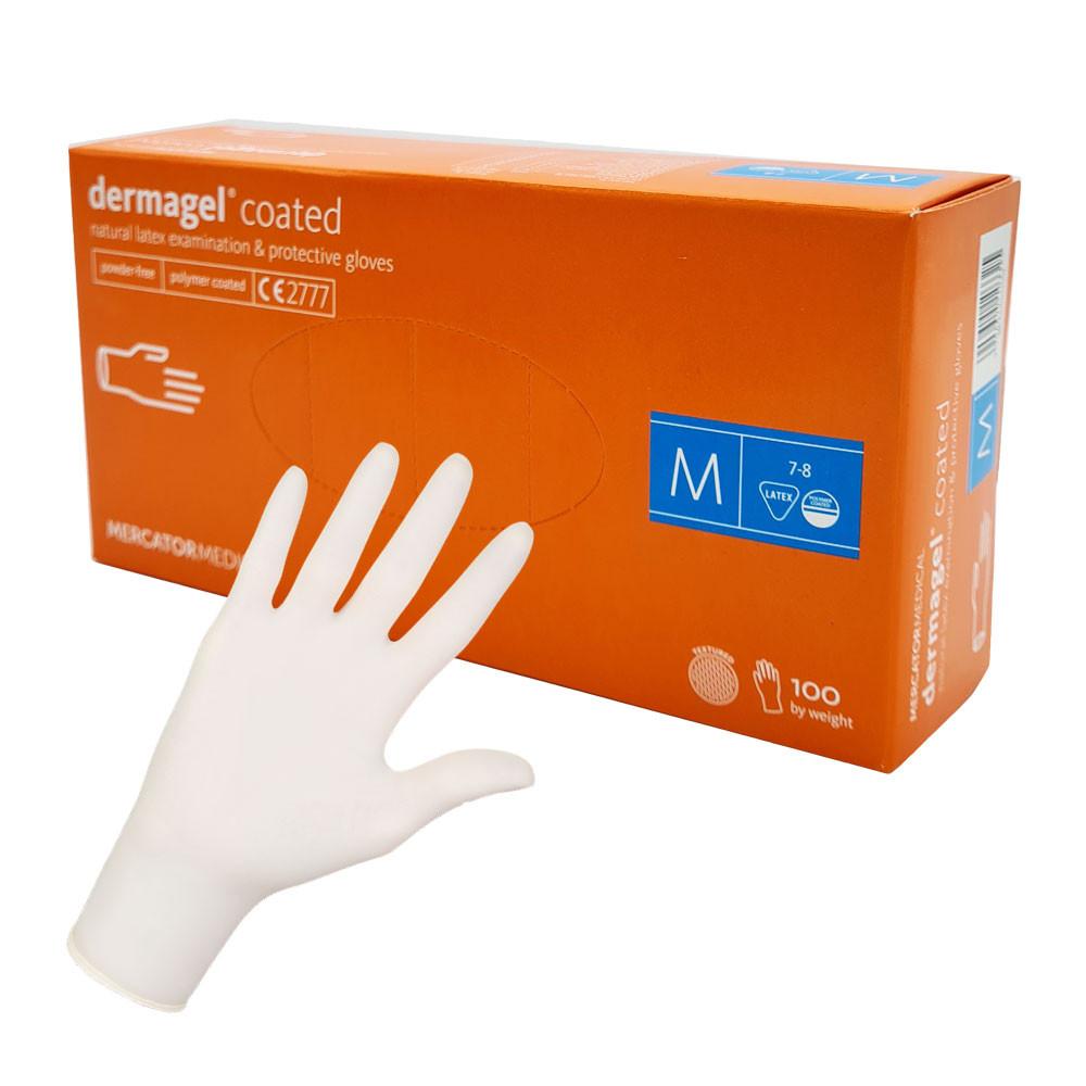 Latex Gloves Mercator Dermagel Coated 100 Pcs