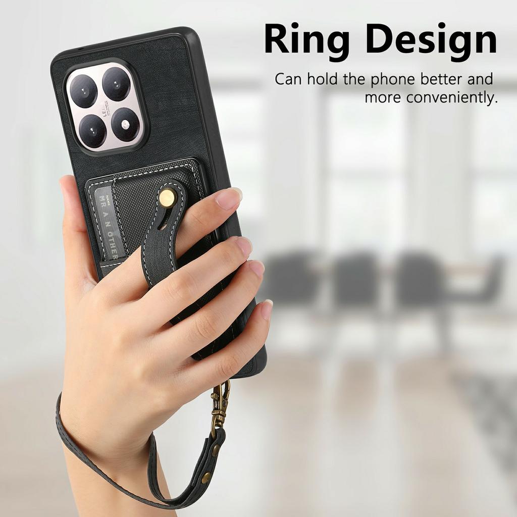 For Xiaomi 15T Case Wristband Kickstand PU Leather Retro Back Cover Card Holder