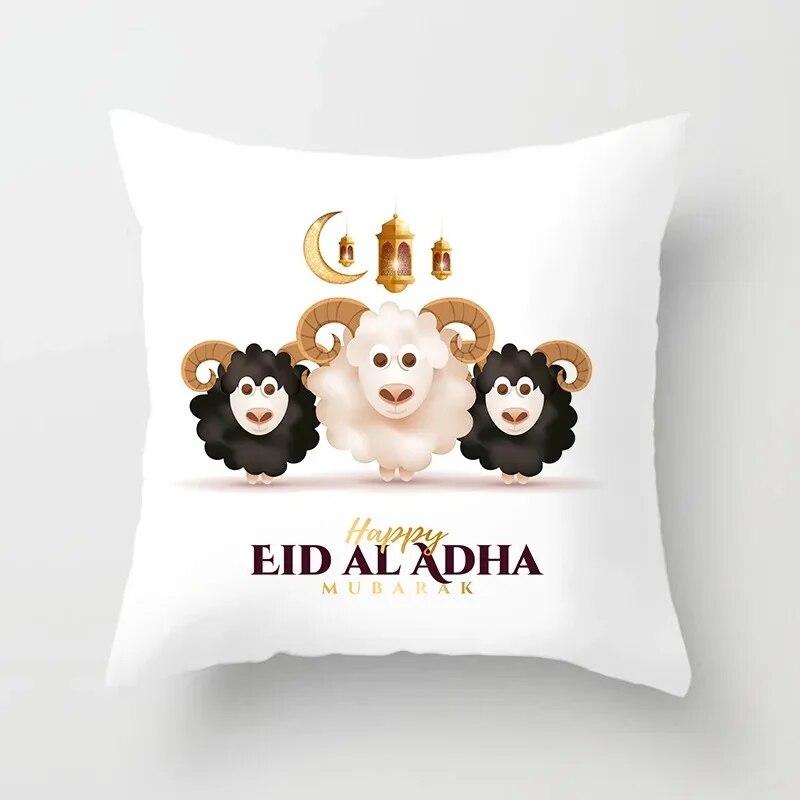 Ramadan Decorative Sheep Pillowcase Eid Mubarak Moon Mosque Cushion Cover Decorative Pillowcase Sofa Living Room Cushion