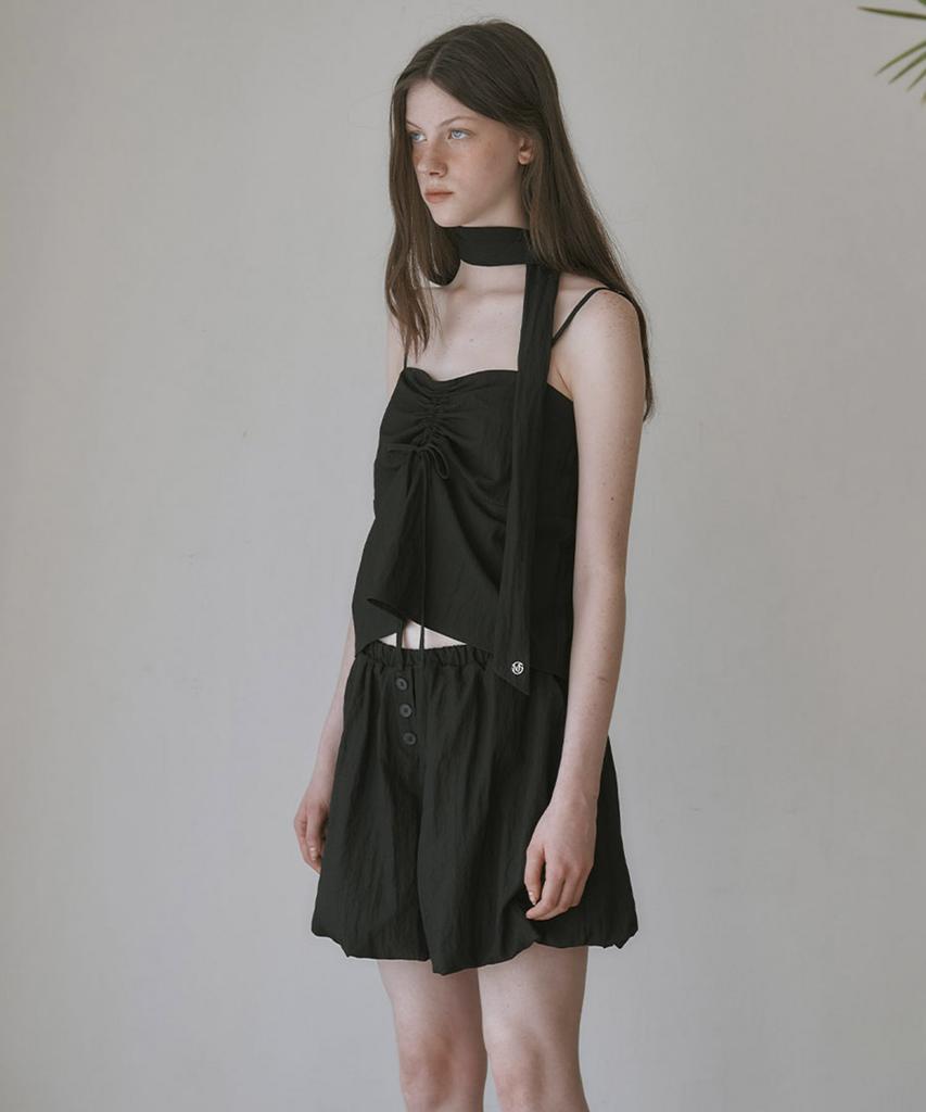 Mosyupamosyu Wrinkle Shirring Sleeveless [Black]