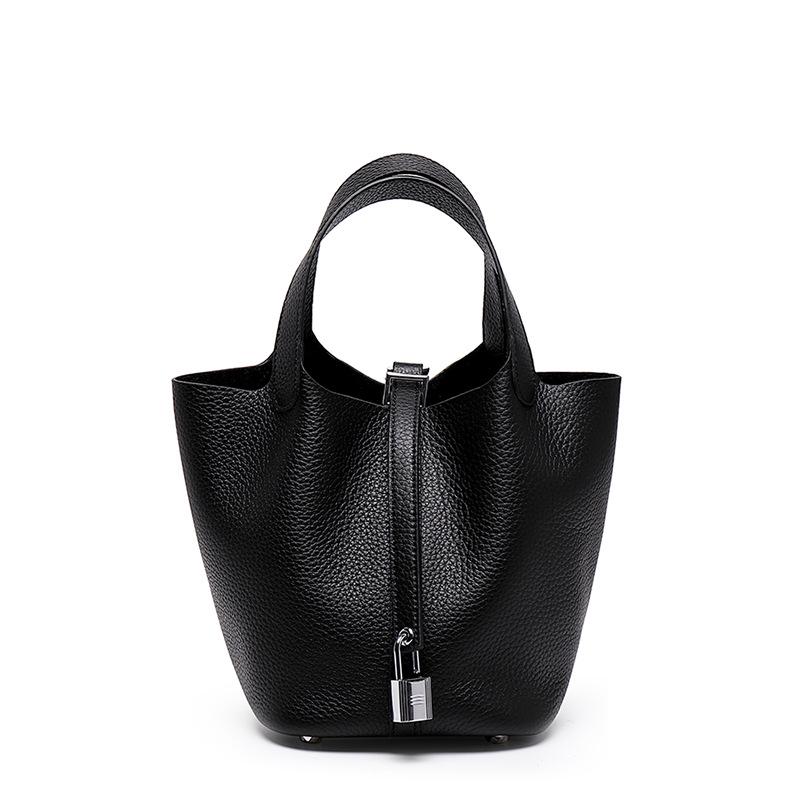 Women's High-Quality Genuine Leather Bucket Bag - Exquisite Cowhide Handbag