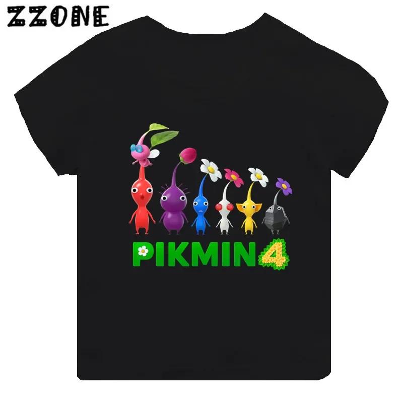 

Hot Sale Video Game Pikmin 4 Print Cartoon Kids T-shirt Girls Clothes Baby Boys Black Short Sleeve T shirt Children Tops,TH5868 4XL